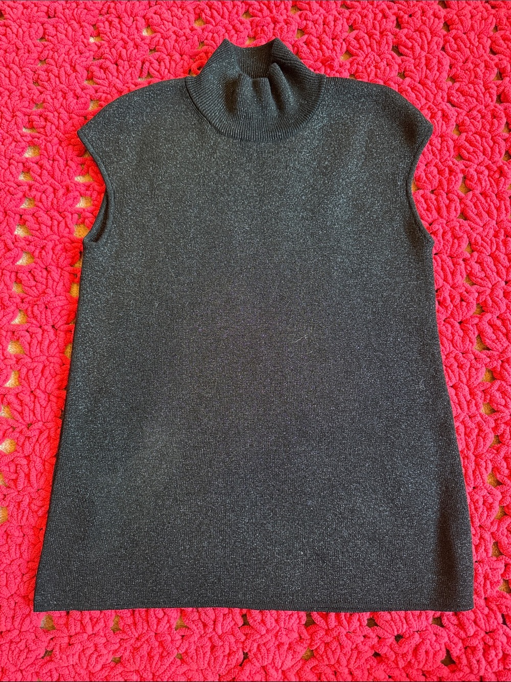 NWOT Black Sparkle Sleeveless Knit Silk Top